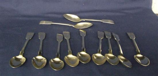 Appraisal: Eleven late Victorian silver fiddle pattern teaspoons by John Aldwinckle