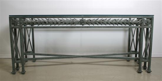 Appraisal: A Neoclassical Style Cast Metal Console Table Height x width