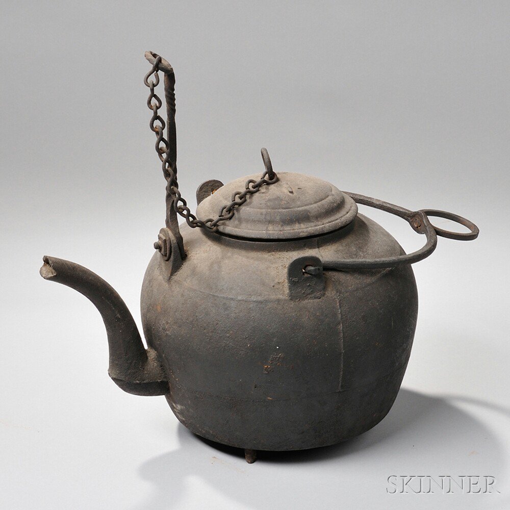 Appraisal: Cast Iron Hearth Kettle America late th early th century