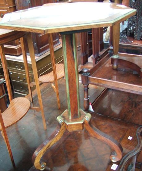 Appraisal: An early th century brass bound occasional table the octagonal