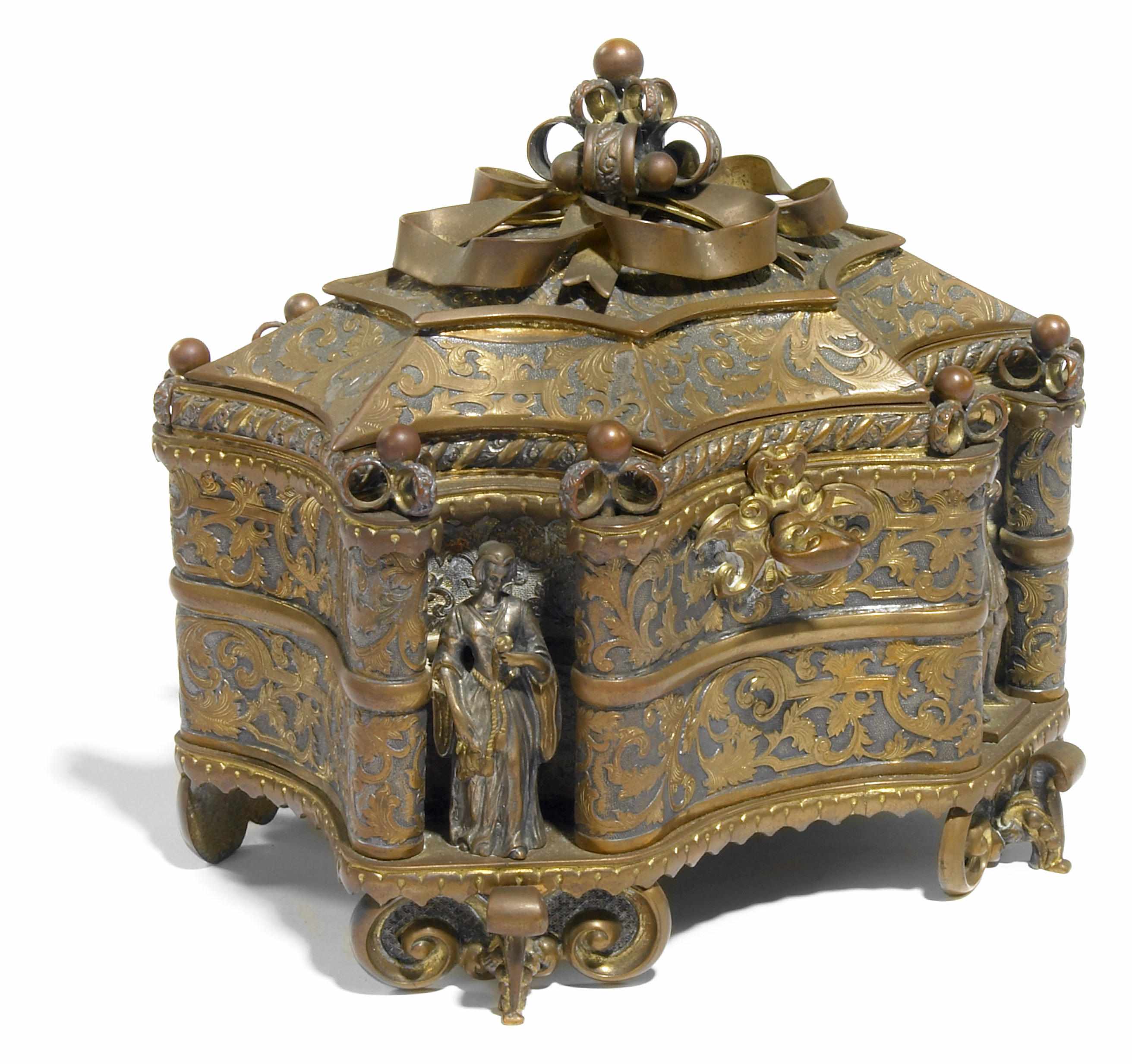 Appraisal: A Renaissance Revival gilt and silver gilt metal table box