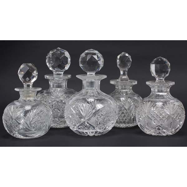 Appraisal: Five Cut Glass Dresser Bottles x