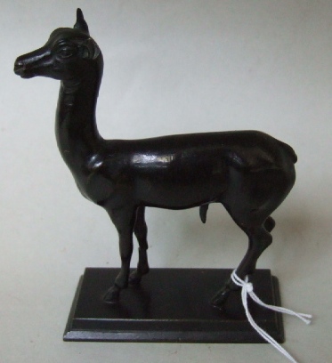 Appraisal: A patinated bronze figure of an antelope th century cm