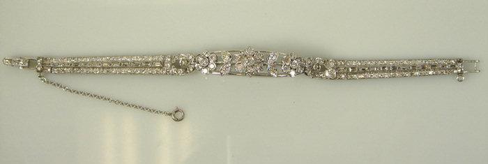 Appraisal: Platinum diamond bracelet Approx Cts diamonds floral design center link