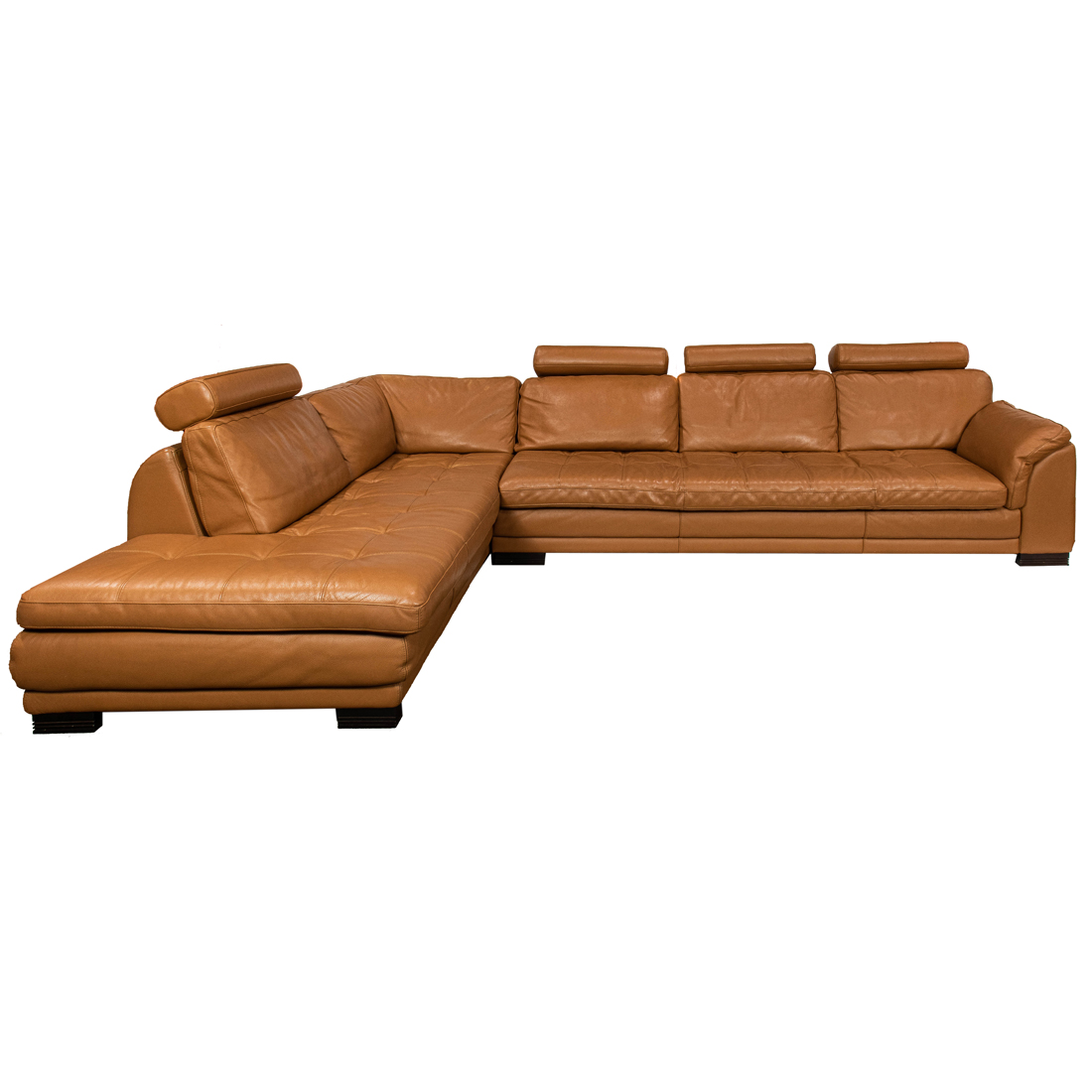 Appraisal: Gurian Sectional Sofa Italy tan leather in two parts with