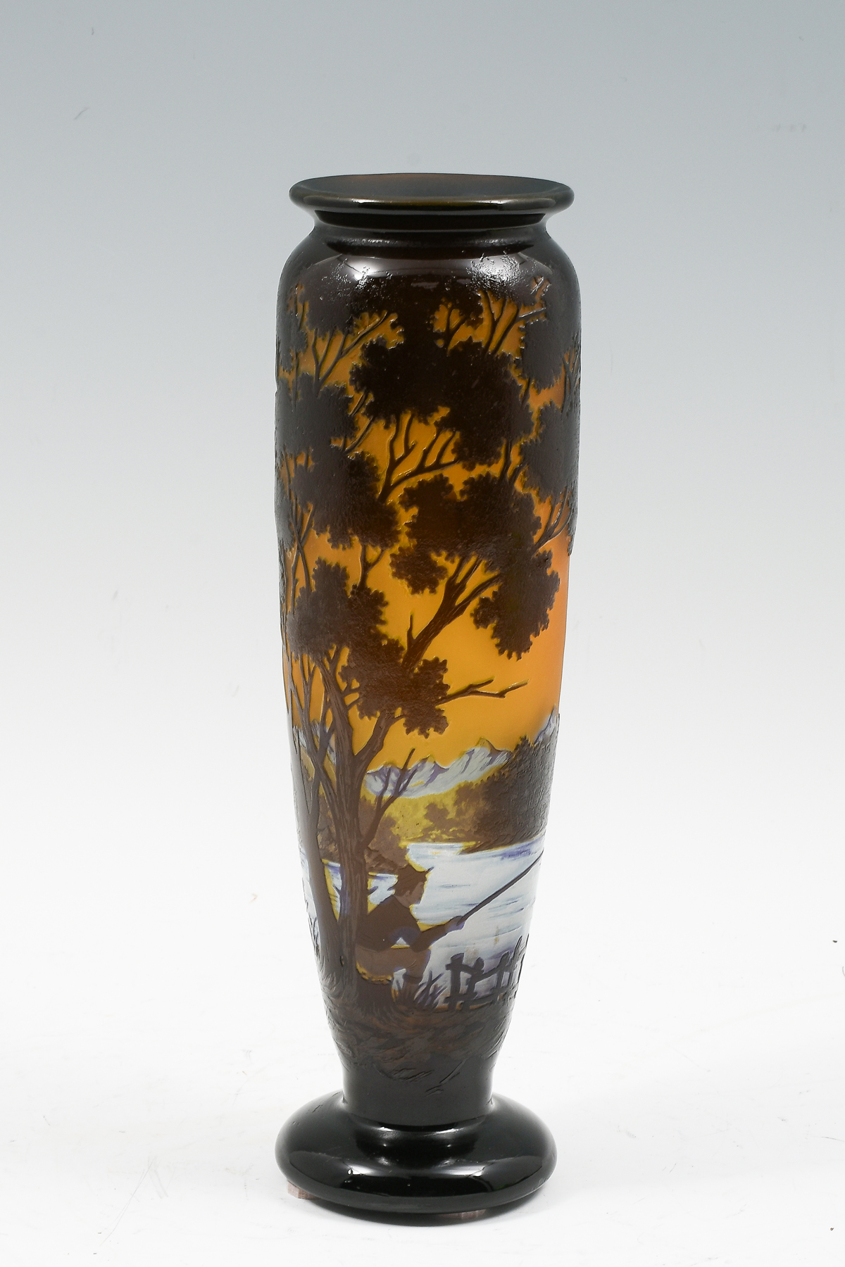 Appraisal: GALLE REPRODUCTION ART GLASS VASE Having an etched Lakeside scene