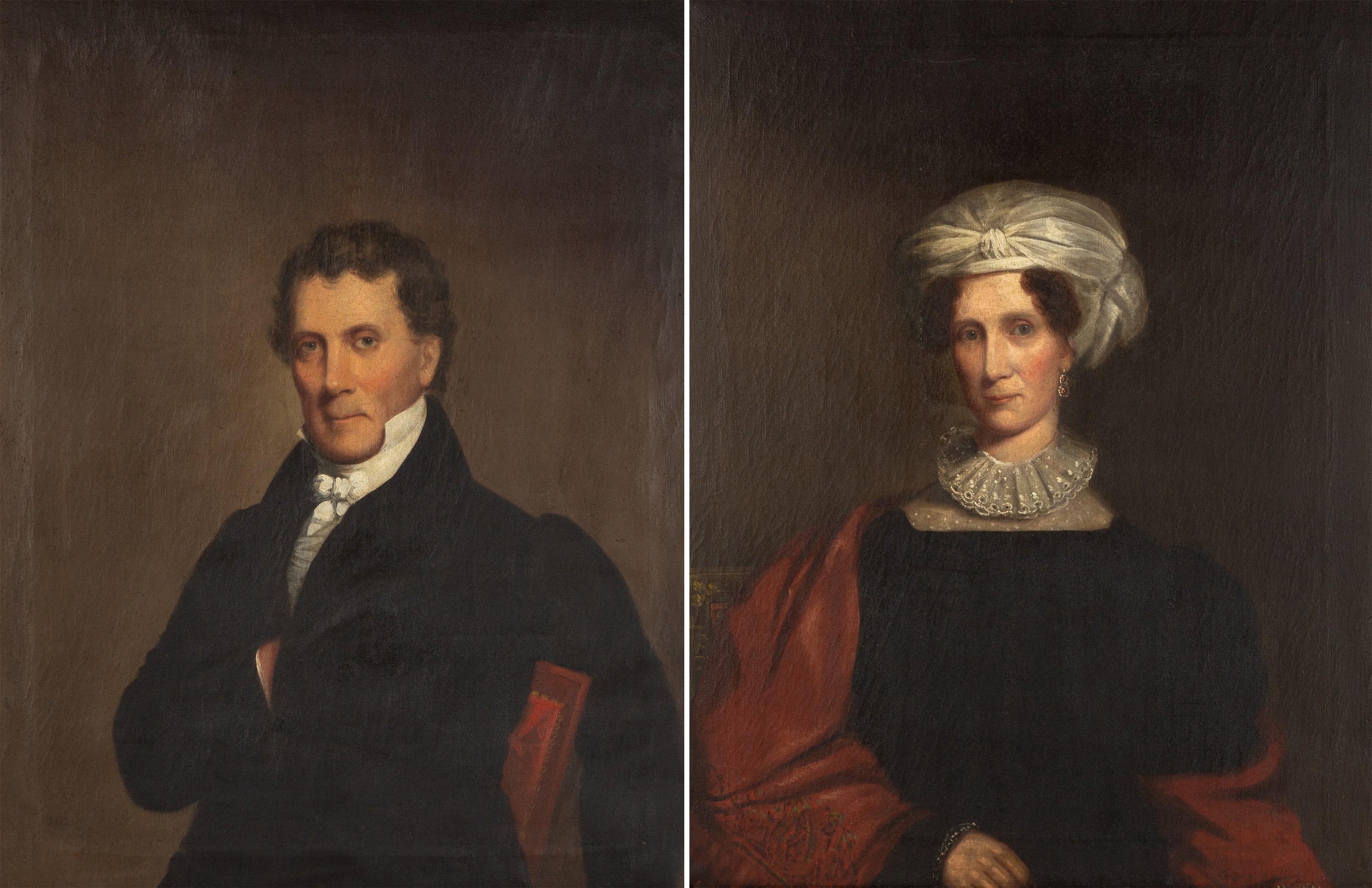 Appraisal: AMERICAN SCHOOL PORTRAITS Portrait of William Haven and Sophia Henderson