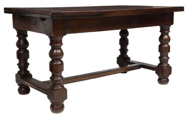 Appraisal: French Provincial walnut table th c having rectangular top over