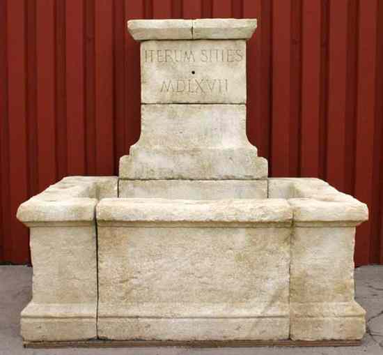 Appraisal: A French Renaissance Style Limestone Wall Fountain hand carved of