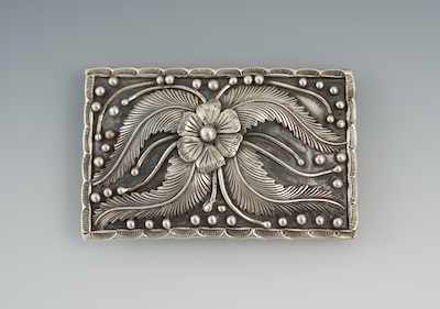 Appraisal: A Sterling Silver Belt Buckle The hand wrought rectangular buckle