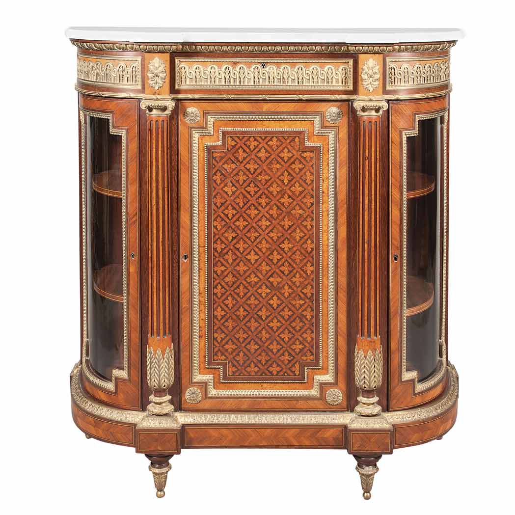 Appraisal: Louis XVI Style Gilt-Bronze Mounted Walnut and Burl-Walnut Parquetry Inlaid