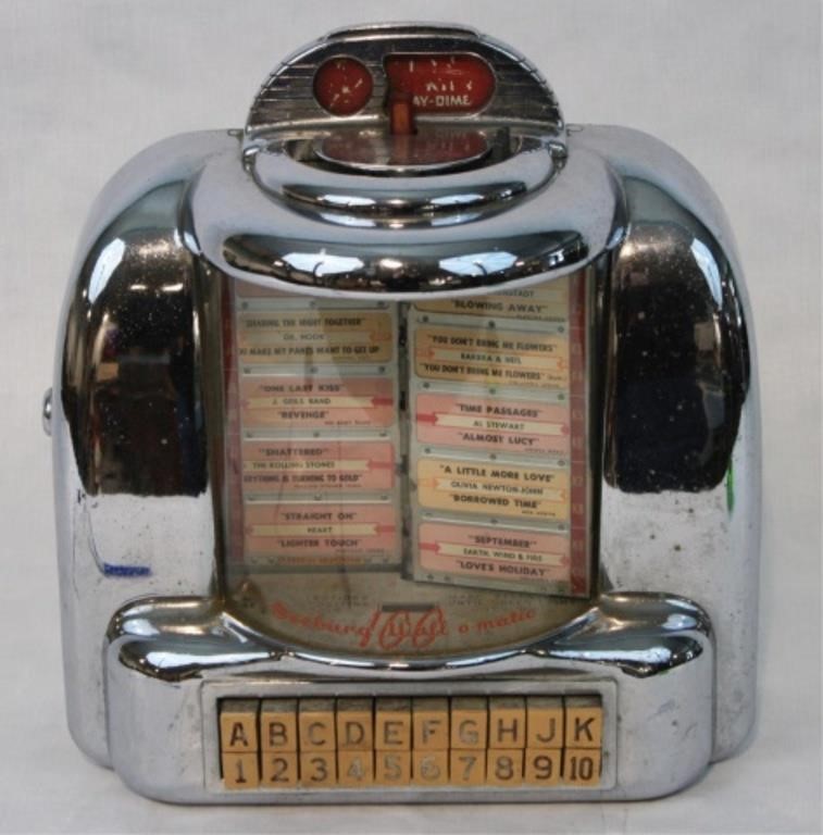 Appraisal: VINTAGE CA SEEBURG WALL-O-MATIC WALLjukebox chrome case original glass front