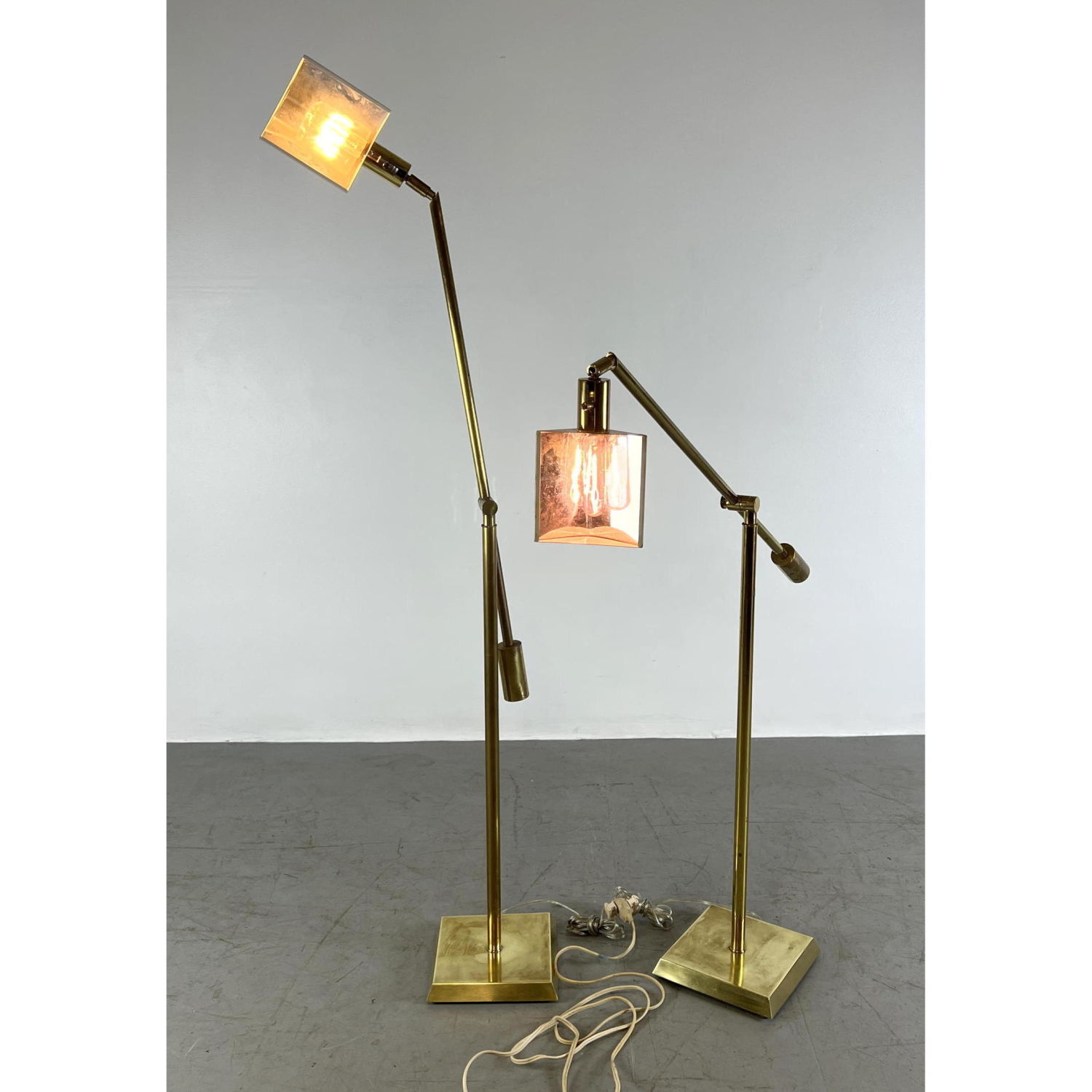 Appraisal: Pair of Frederick Cooper Brass Cantilever Floor Lamps Dimensions H