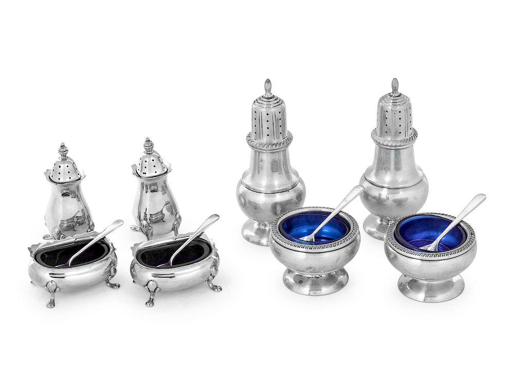 Appraisal: Two English and American Silver Salt and Pepper Sets Tiffany