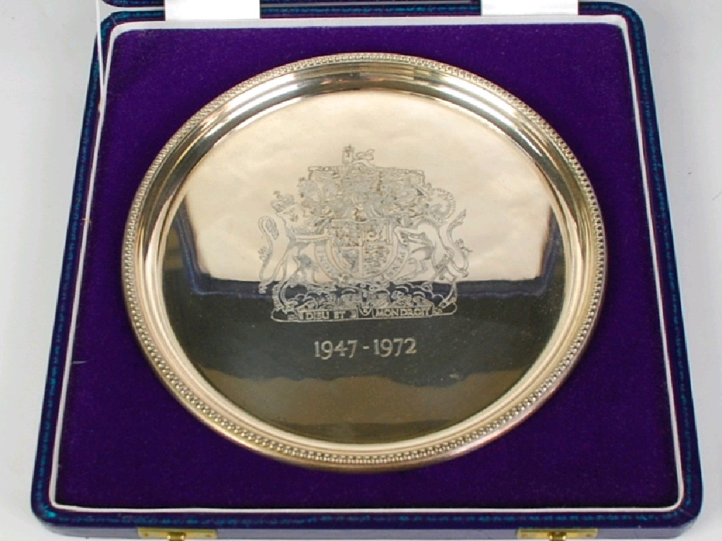 Appraisal: LIMITED EDITION SILVER 'ROYAL SILVER WEDDING' COMMEMORATIVE PLAQUE Birmingham cm