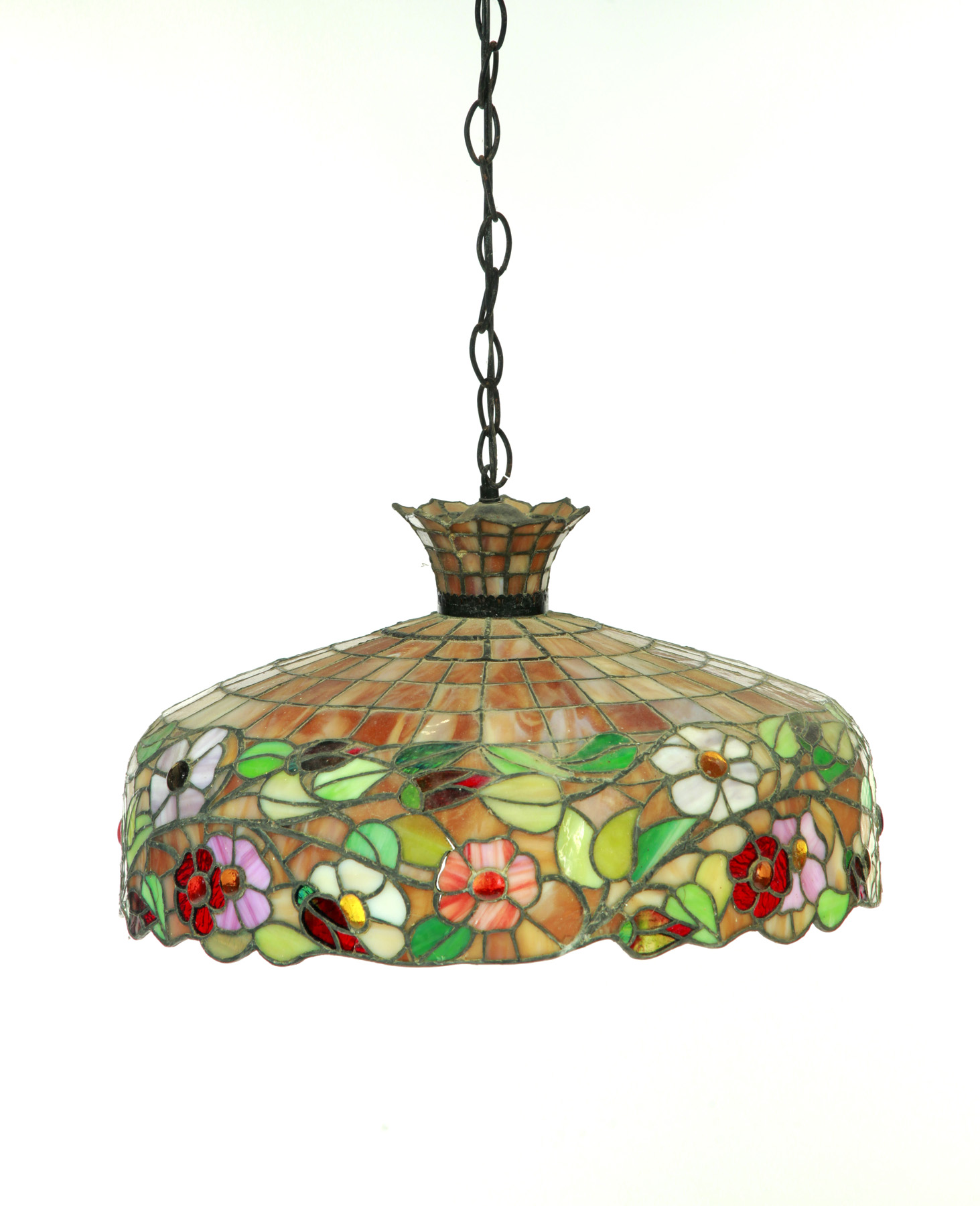 Appraisal: LEADED GLASS HANGING LIGHT American nd half- th century Multiple