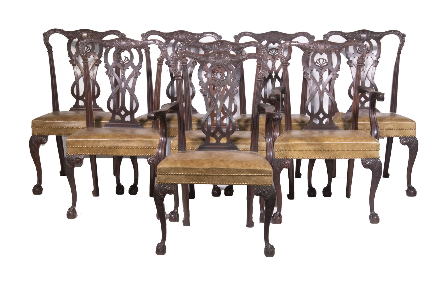 Appraisal: IRISH CHIPPENDALE STYLE DINING CHAIRS Matched Set of th c