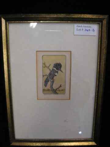 Appraisal: Benson B Moore Etching Belted Kingfisher image area '' x