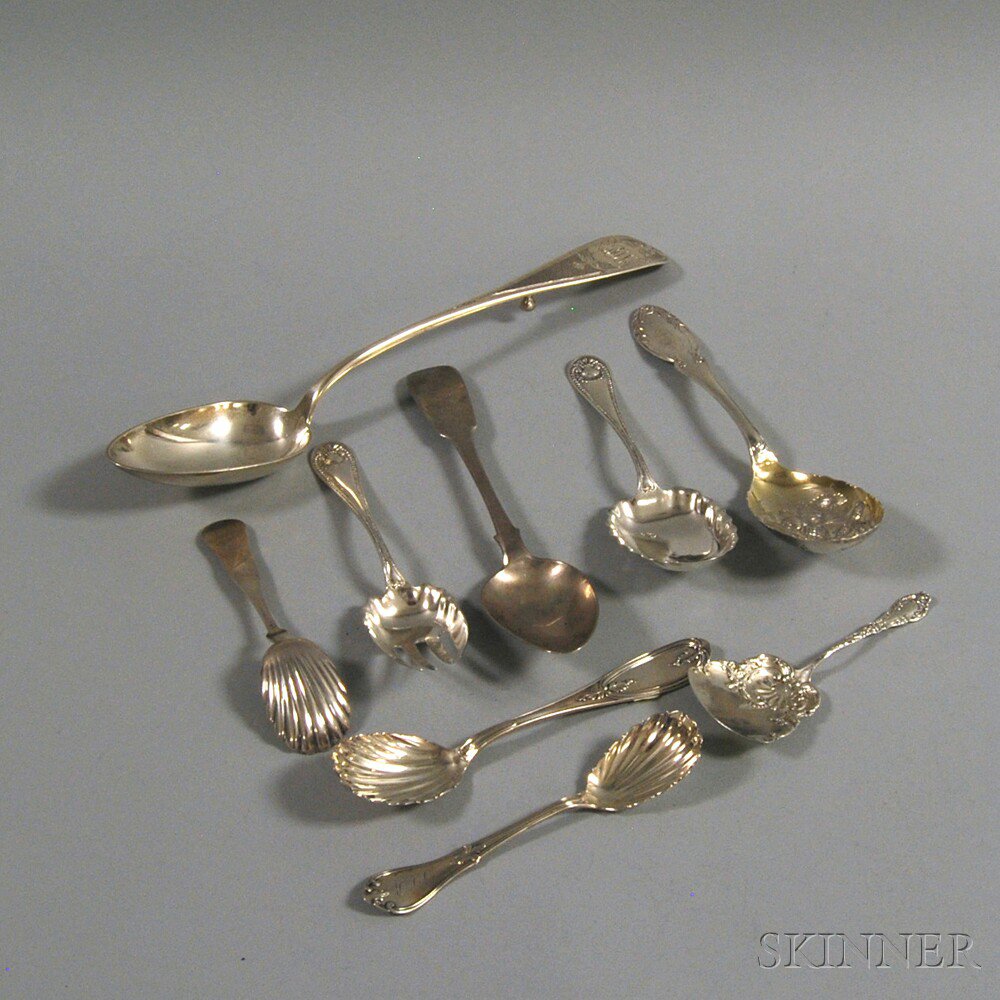 Appraisal: Nine Sterling Silver Flatware Serving Pieces mostly spoons a Farrington