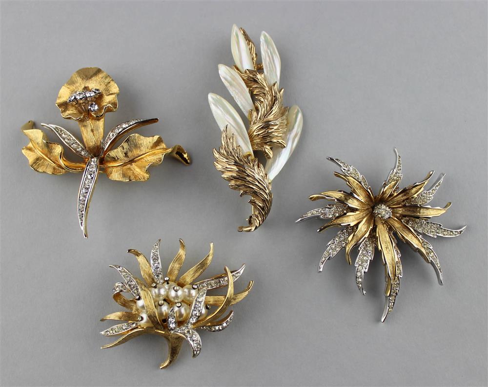 Appraisal: BOUCHER COLLECTION OF FOUR FLORAL BROOCHES SIGNED