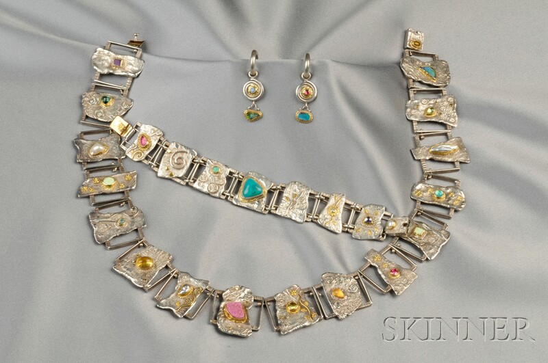 Appraisal: Sterling Silver and kt Gold Gem-set Suite Michie McConnell Santa