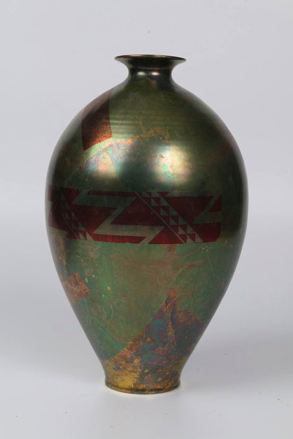 Appraisal: Tony Laverick British b Vase pink red and gold geometric