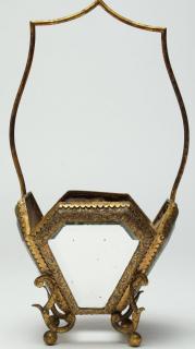 Appraisal: Antique Gilt Metal Square Mirrored Basket Circa each side with