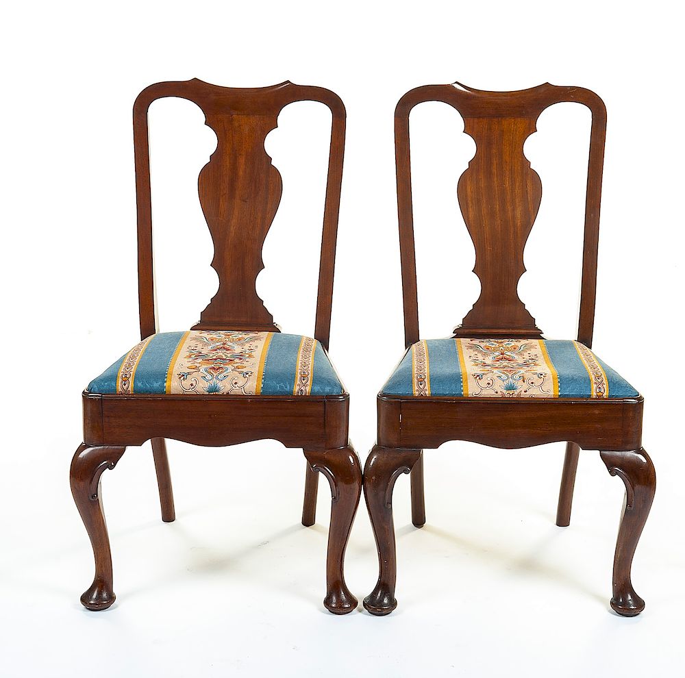 Appraisal: Pair of Queen Anne Revival Side Chairs DESCRIPTION Pair of