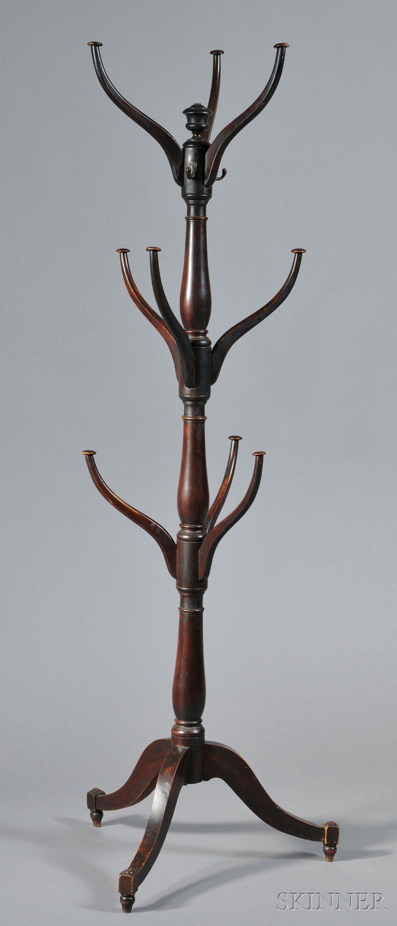 Appraisal: th Century Federal Hat Rack baluster-turned column with nine arms