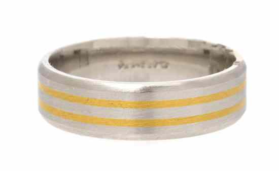 Appraisal: A Karat Yellow Gold and Platinum Band in a five