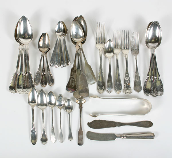 Appraisal: Large lot of coin silver flatware including large soup spoons