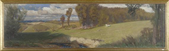 Appraisal: SCHILL EMIL Basel - Kerns Landscape with hunters Oil on