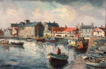 Appraisal: JACK COX - BRITISH Signed Oil on Board Boats at