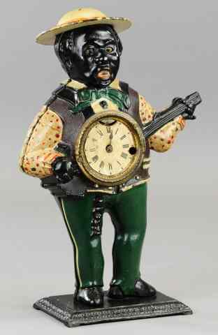 Appraisal: 'SAMBO'' BLINKING EYE CLOCK Bradley Hubbard cast iron full figure