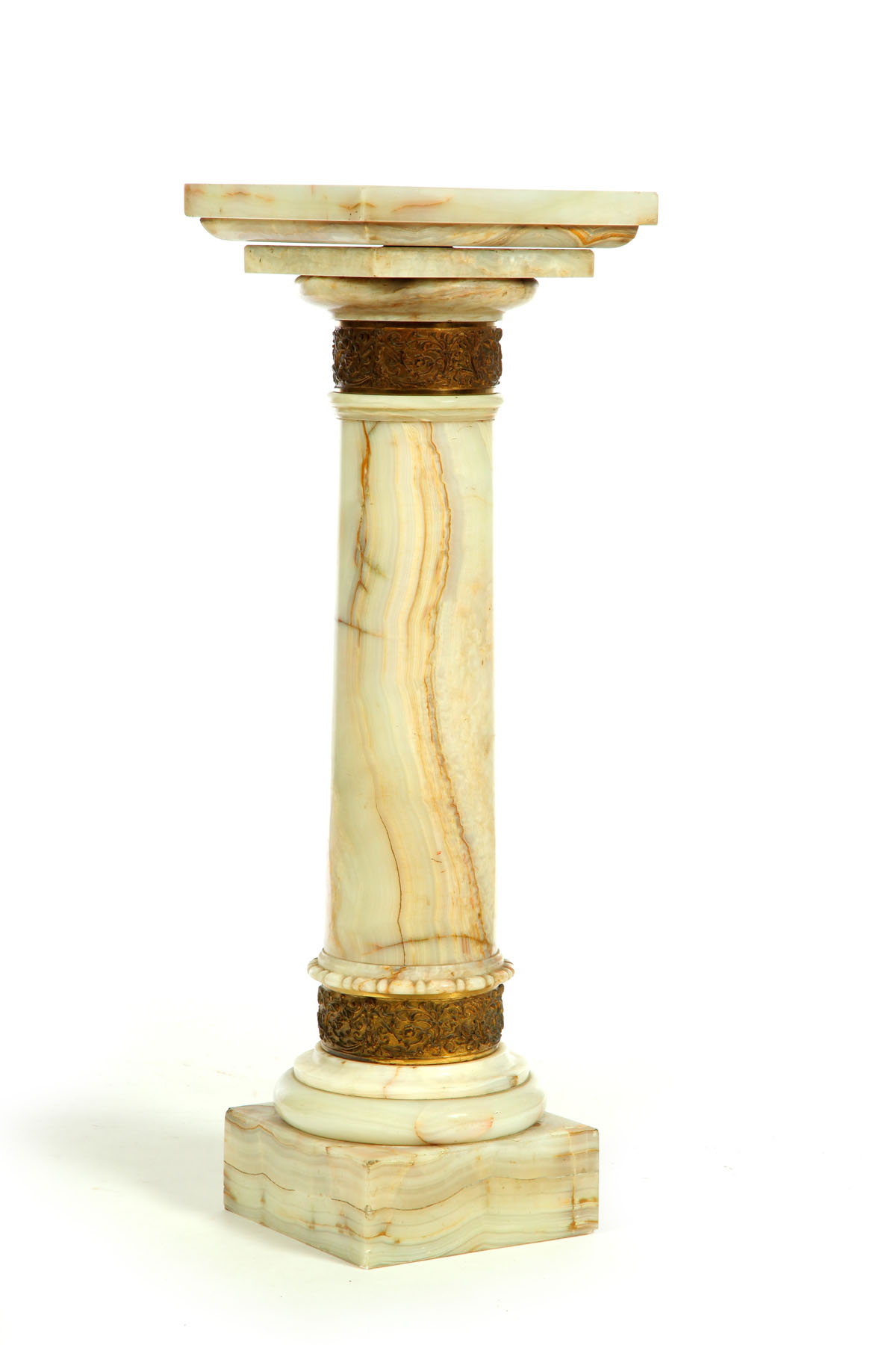 Appraisal: RENAISSANCE REVIVAL PEDESTAL European late th century onyx Classical-style pedestal