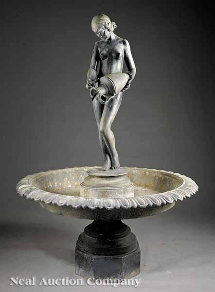 Appraisal: A Patinated Lead and Zinc Fountain signed B S Paolo