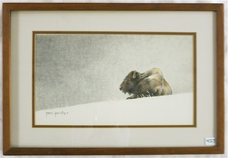 Appraisal: ROBERT SPANNING WATERCOLOR AND GRAPHITE Montana st century Buffalo Image