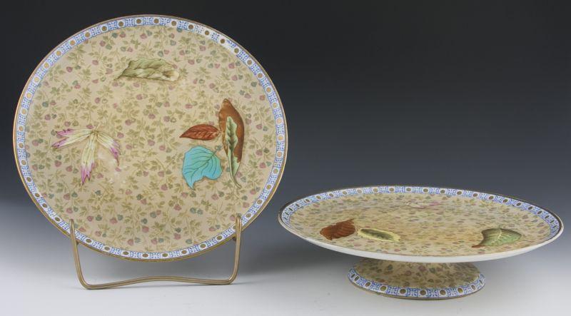 Appraisal: Pair of th c Wedgwood Footed Salvers having hand painted