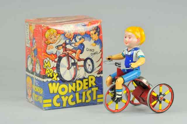 Appraisal: MARX THE WONDER CYCLIST IN ORIGINAL BOX Litho tin wind-up