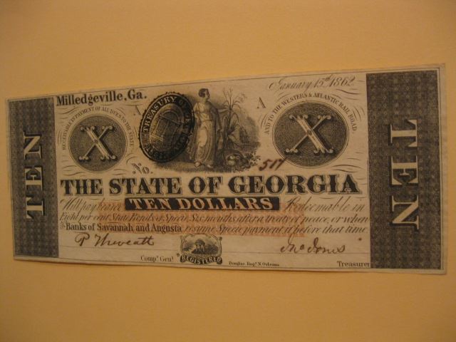 Appraisal: Georgia Confederate Civil War Note Milledgeville an excellent example