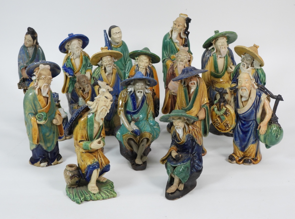 Appraisal: PC CHINESE MUD FIGURES China Early th CenturyIncludes seventeen figures