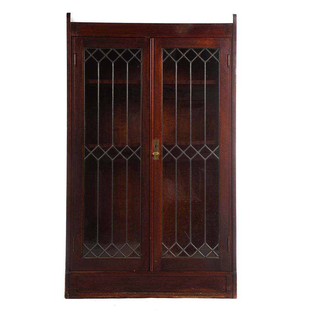 Appraisal: Mahogany Leaded Glass Two- Door Bookcase With paneled sides and