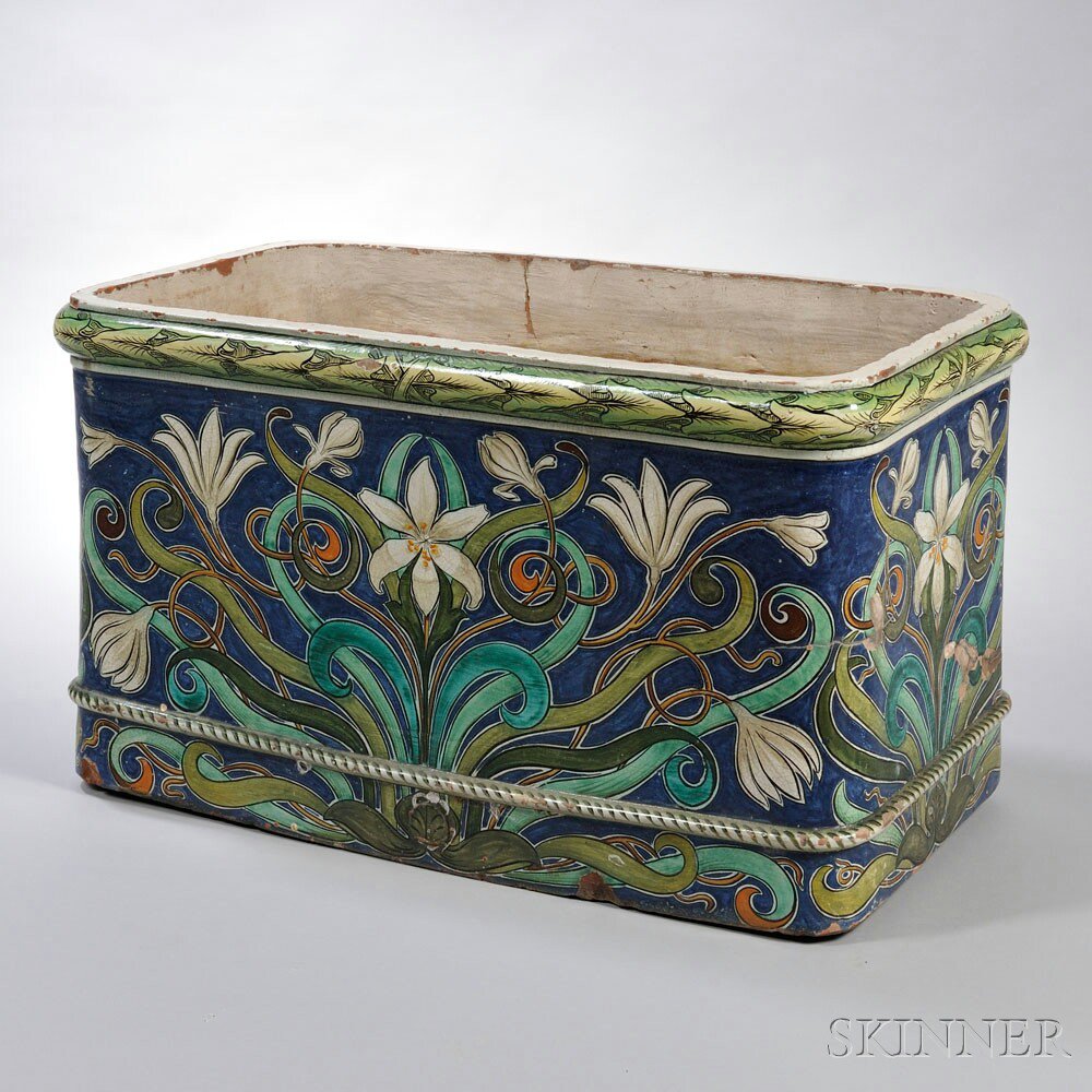 Appraisal: Italian Polychrome-decorated Terracotta Jardiniere Impruneta late th early th century