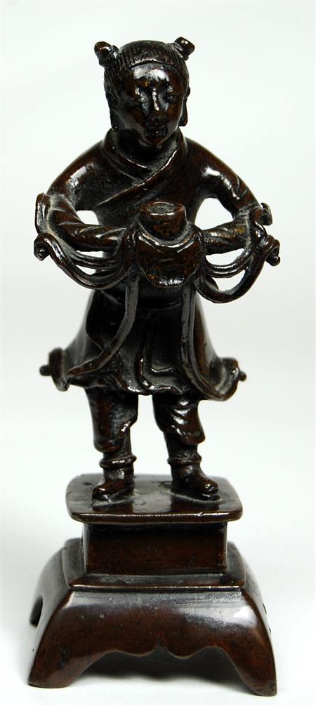 Appraisal: A th th century Chinese bronze figure of a boy