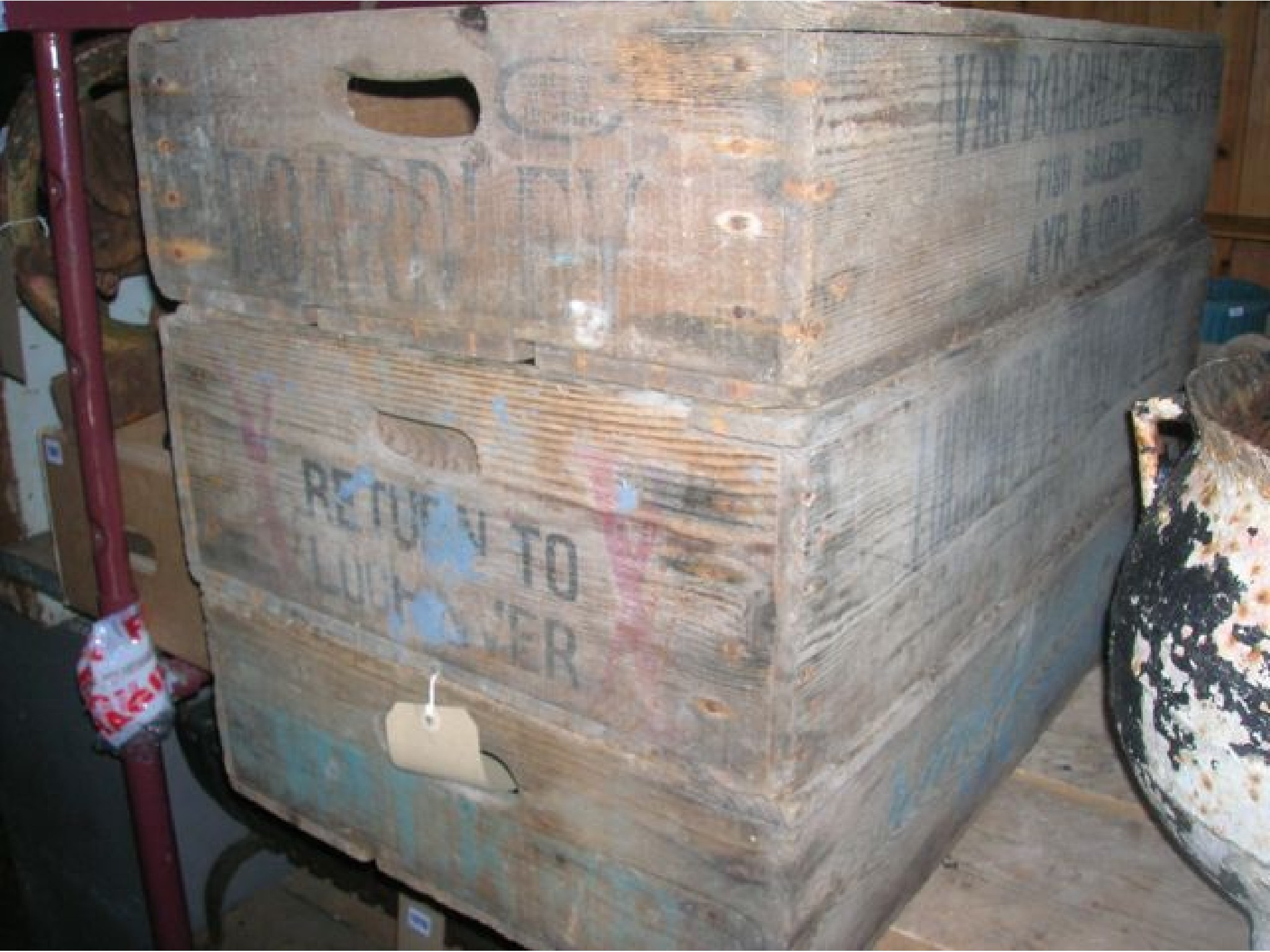 Appraisal: Three vintage wooden fish trays crates of rectangular form with