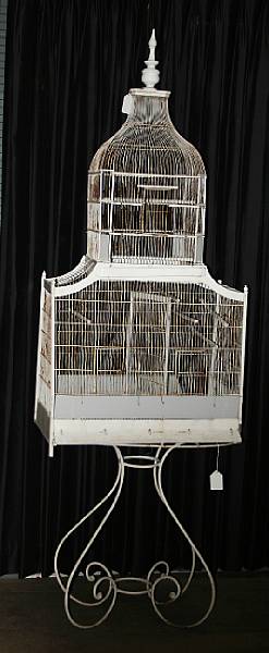 Appraisal: A Victorian style painted metal birdcage with stand height approximately