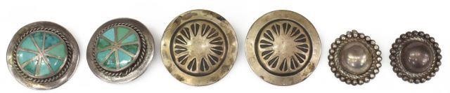 Appraisal: lot Native American round earrings including pair sterling silver stamped