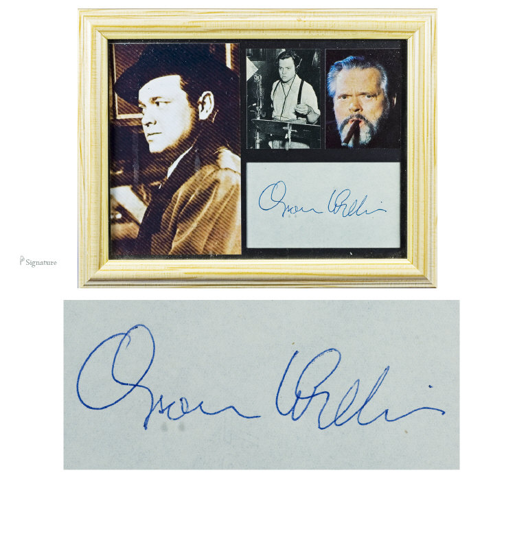 Appraisal: Orson Welles Signed Framed Montage inches by inches