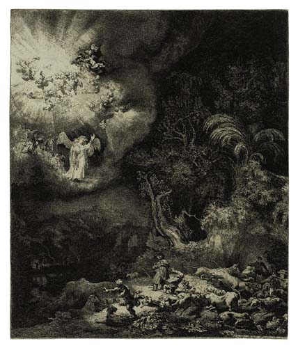 Appraisal: REMBRANDT VAN RIJN The Angel Appearing to the Shepherds Etching