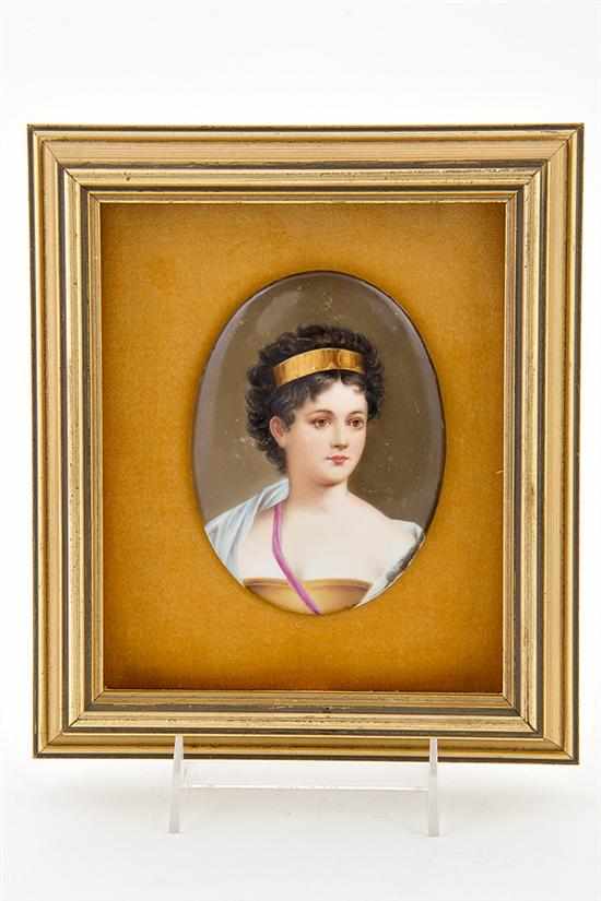 Appraisal: Continental porcelain portrait plaque th century portrait of young woman